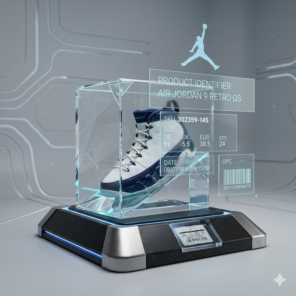 Jordan‎ Air Jordan 9 Retro Pearl Blue 302359-145 Size 6Y Women 7.5
